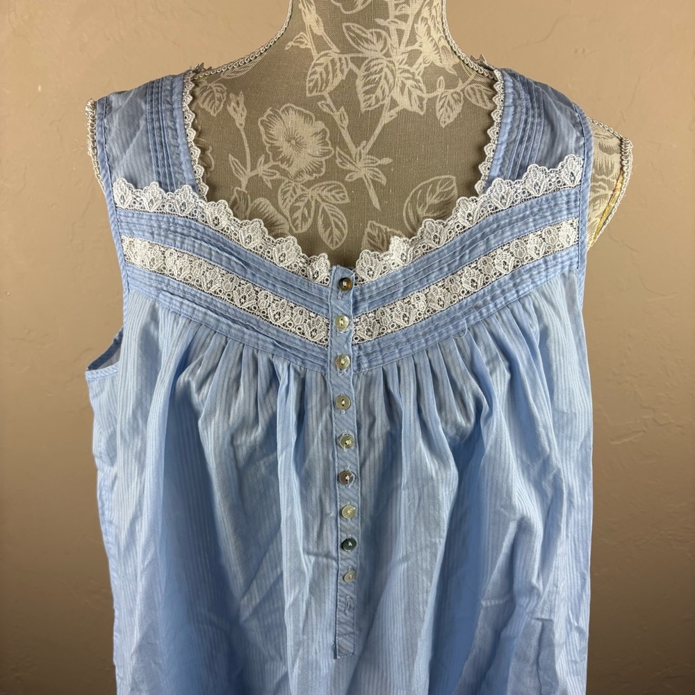 Eileen West Blue Nightgown Nightie Chemise Embroidered Ribbon Women’s size large - Picture 2 of 11